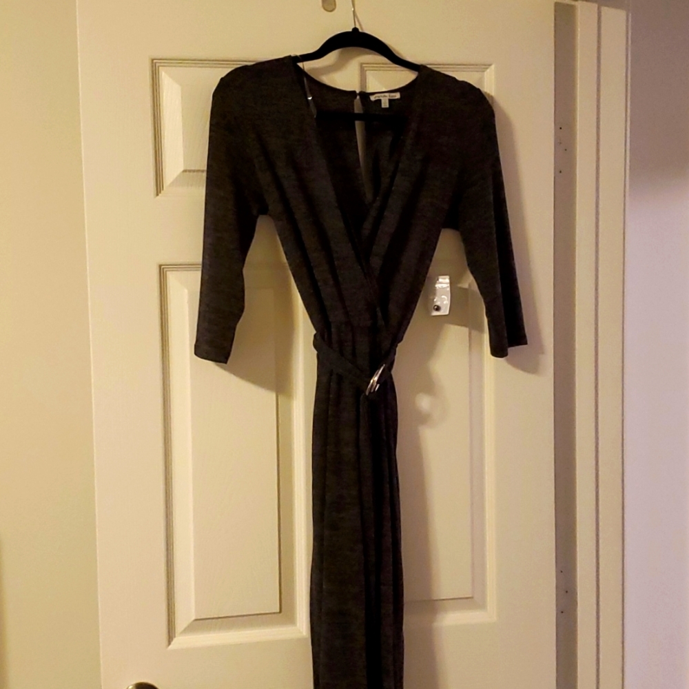 Charlotte Russse dark gray belted jumpsuit size small